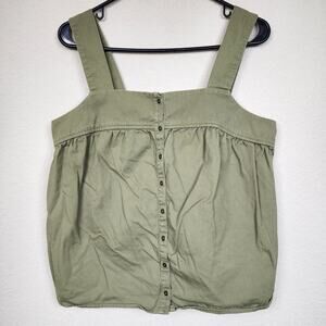 Medium Army Green Loose Fit Tank Top